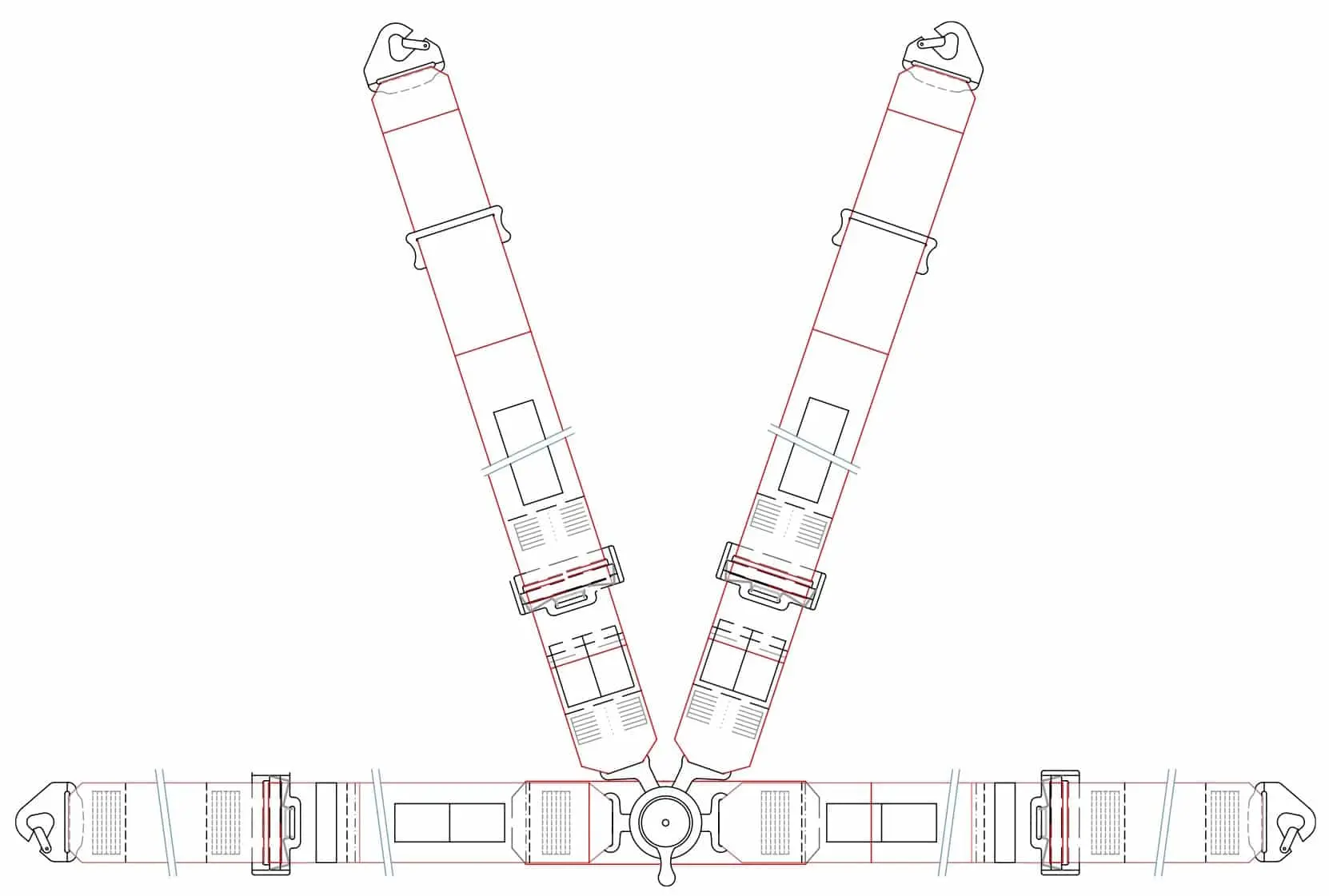 Arnés de carreras G1 de 4 puntos con herrajes de montaje con clip