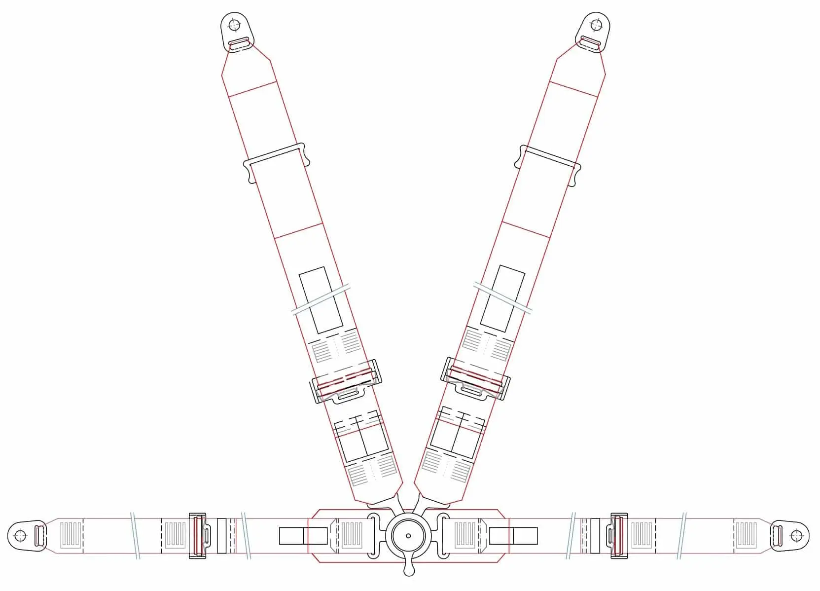 Arnés de carreras G2 de 4 puntos con hardware de montaje de soporte de anclaje